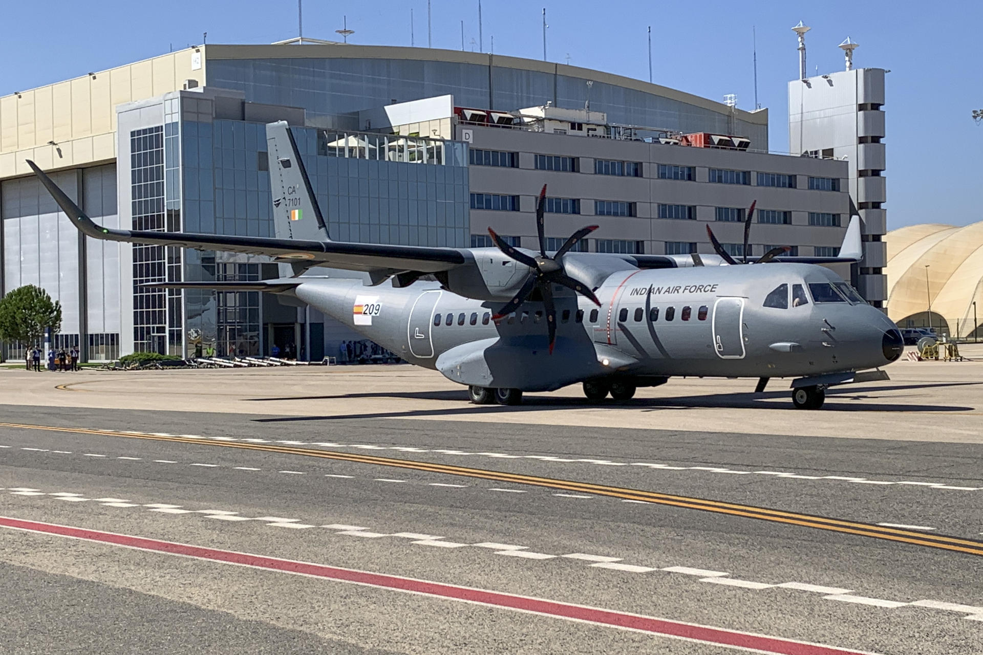 A photo of the C-295 plane at its Seville plant before being formally handed over to India. Seville, Spain, 25 September 2023. EFE