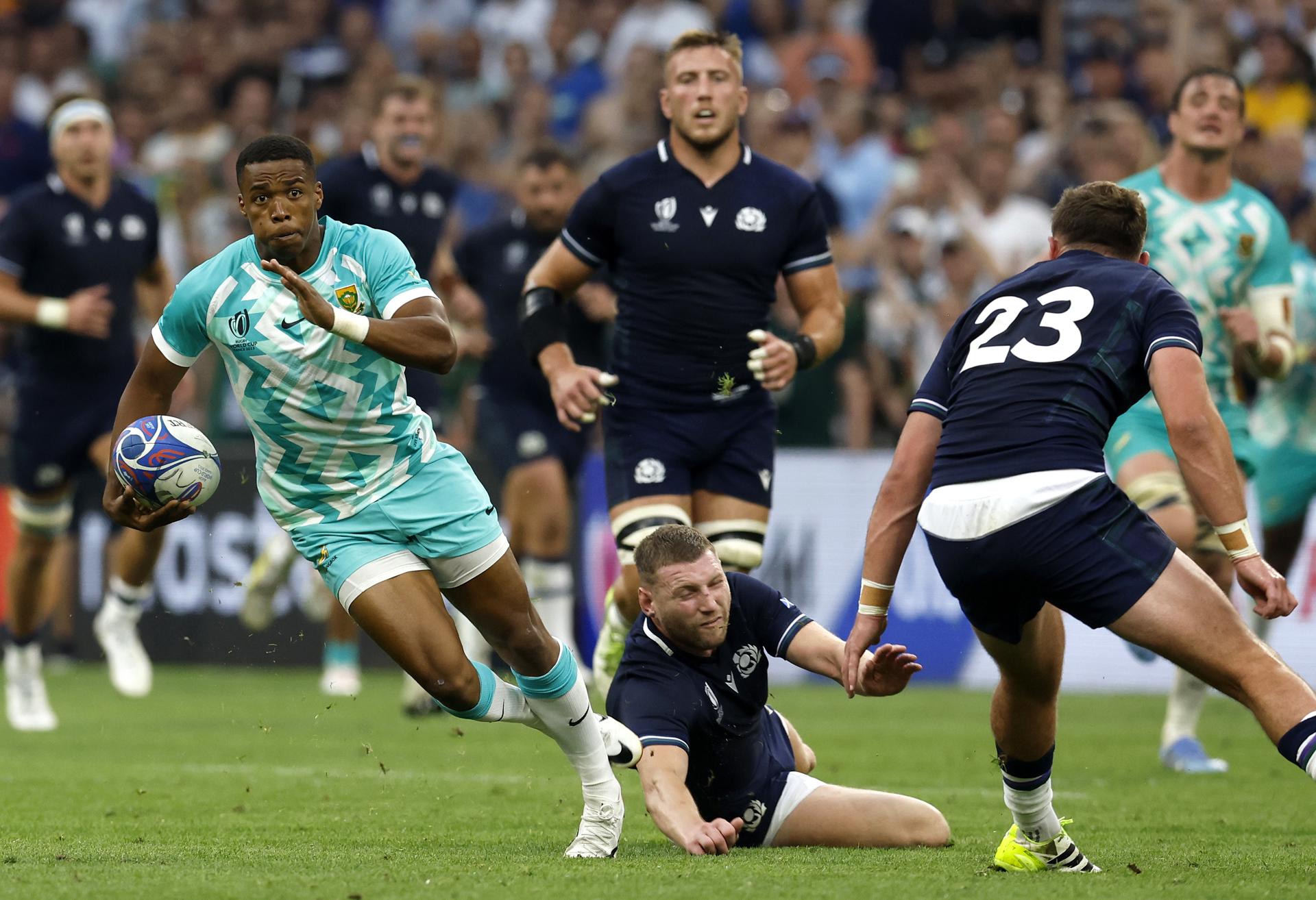 South Africa's Grant Williams in action during the Rugby World Cup 2023 Pool B match between South Africa and Scotland, in Marseille, southern France, 10 September 2023. EFE-EPA/SEBASTIEN NOGIER
