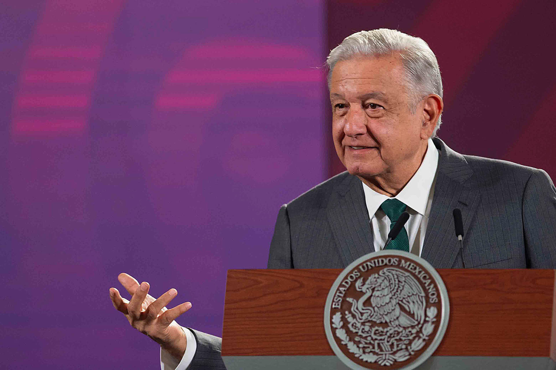 MEX6365. MEXICO CITY (MEXICO), 09/25/2023.- Photo provided today by the Presidency of Mexico showing President Andres Manuel Lopez Obrador during his morning press conference at the National Palace in Mexico City, Mexico. EFE/Presidency of Mexico /EDITORIAL USE ONLY /ONLY AVAILABLE TO ILLUSTRATE THE NEWS IT ACCOMPANIES (MANDATORY CREDIT)