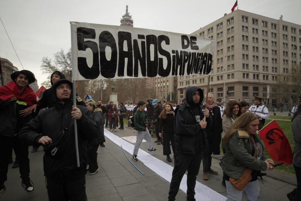 Manifestación por los 50 años del golpe de estado contra el gobierno democrático de Salvador Allende