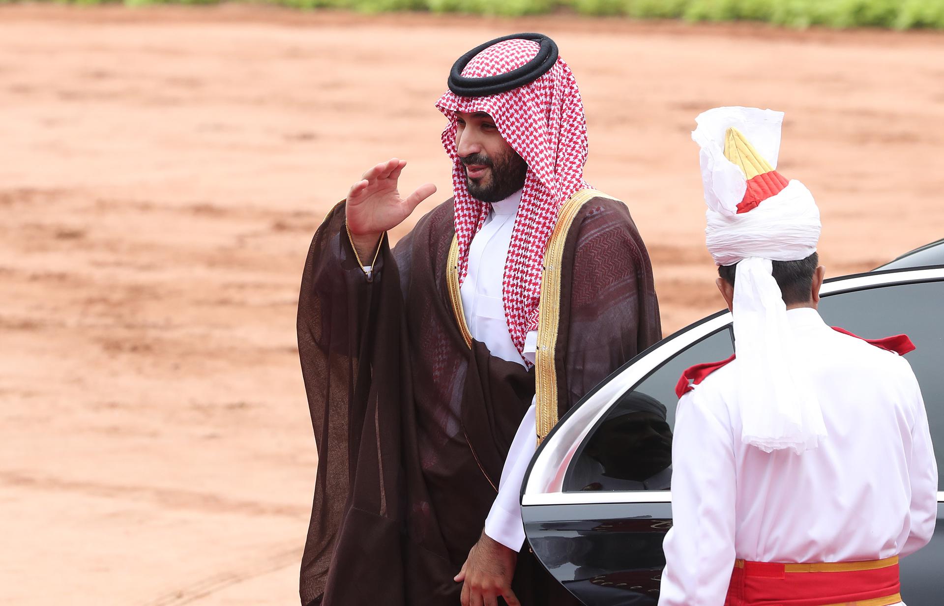 Saudi Arabia's Crown Prince Mohammed bin Salman arrives to his ceremonial reception at the President's House New Delhi, India,11 September 2023. EFE-EPA/HARISH TYAGI
