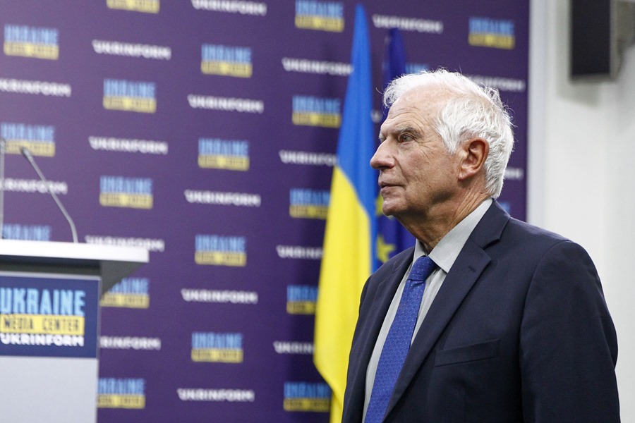 El alto representante para política exterior de la Unión Europea, Josep Borrell, durante una rueda de prensa en la Kiev