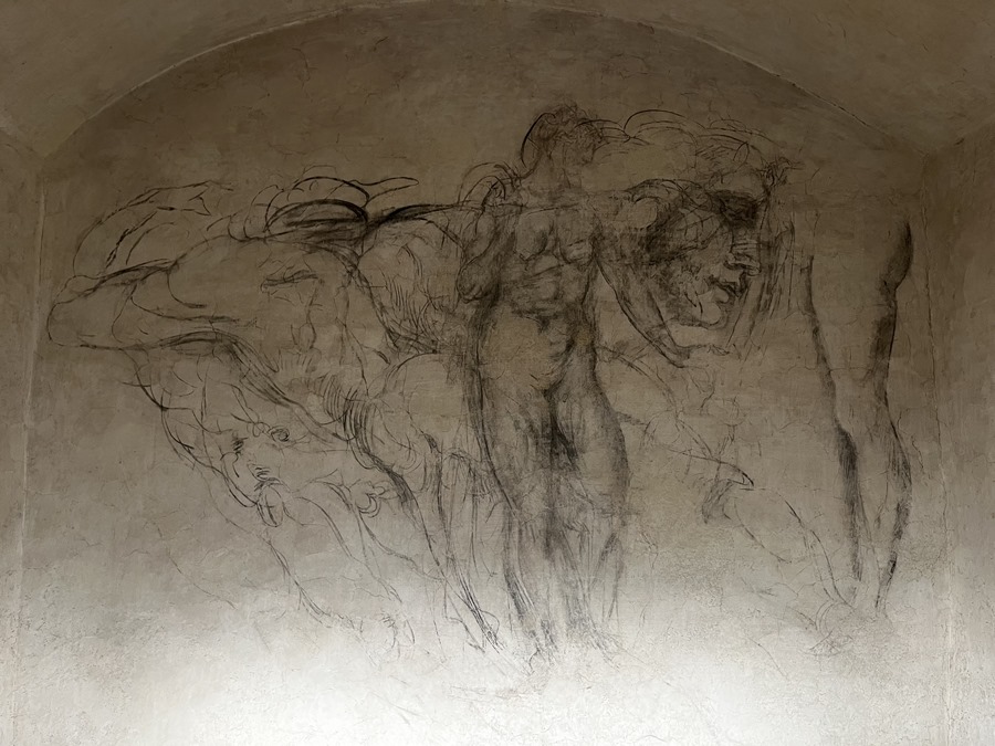Disegni a carboncino attribuiti al genio rinascimentale Michelangelo.