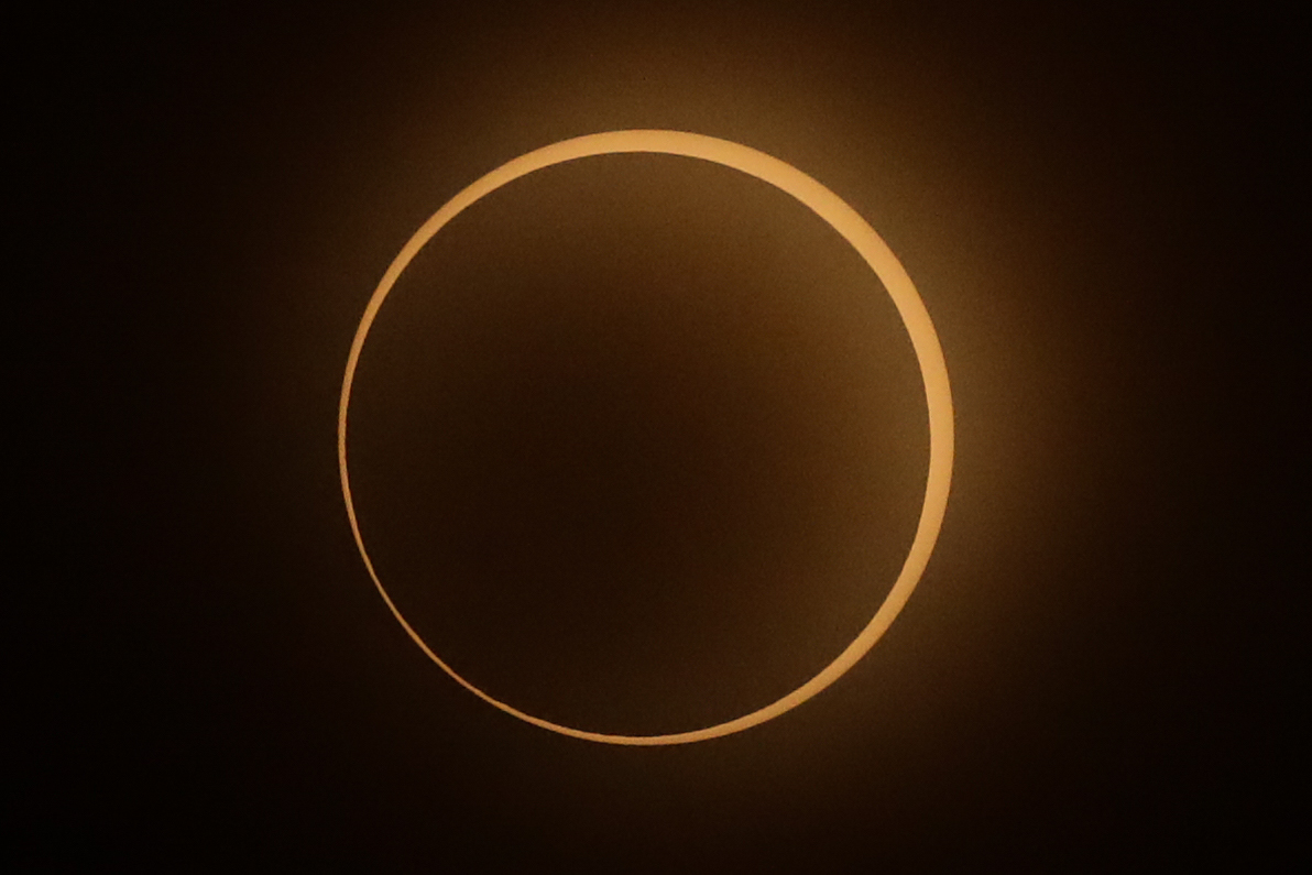 Fotografía del eclipse solar anular hoy, desde la provincia de Coclé (Panamá). EFE/ Bienvenido Velasco