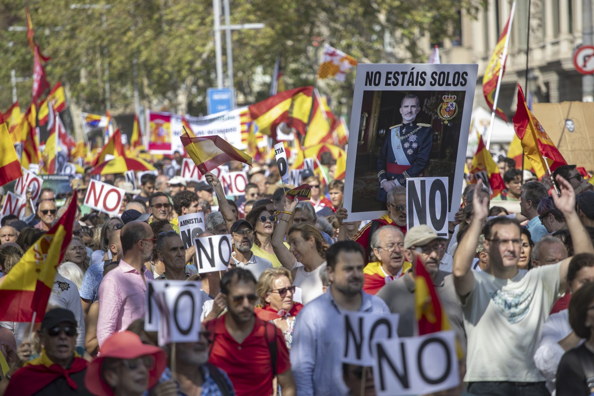 Aspecto de la manifestación convocada por Societat Civil Catalana (SCC)
