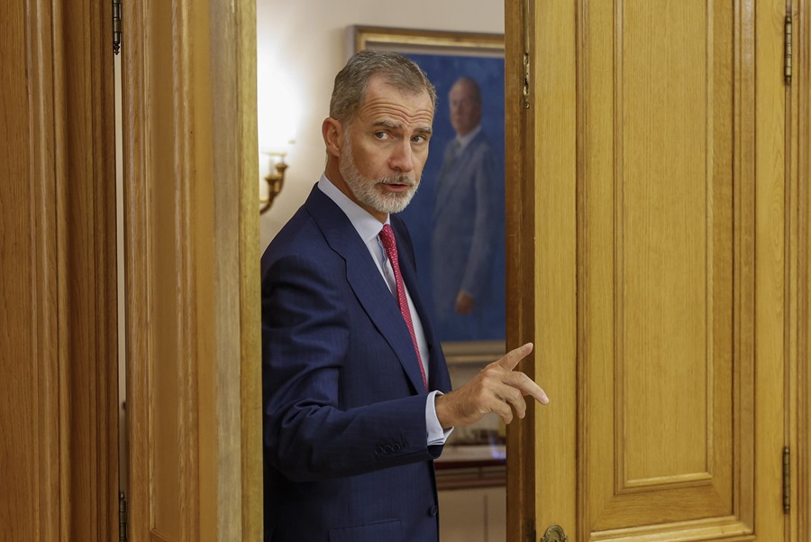 El rey Felipe VI durante la recepción en el Palacio de la Zarzuela de la ronda de consultas, el pasado mes de agosto.
