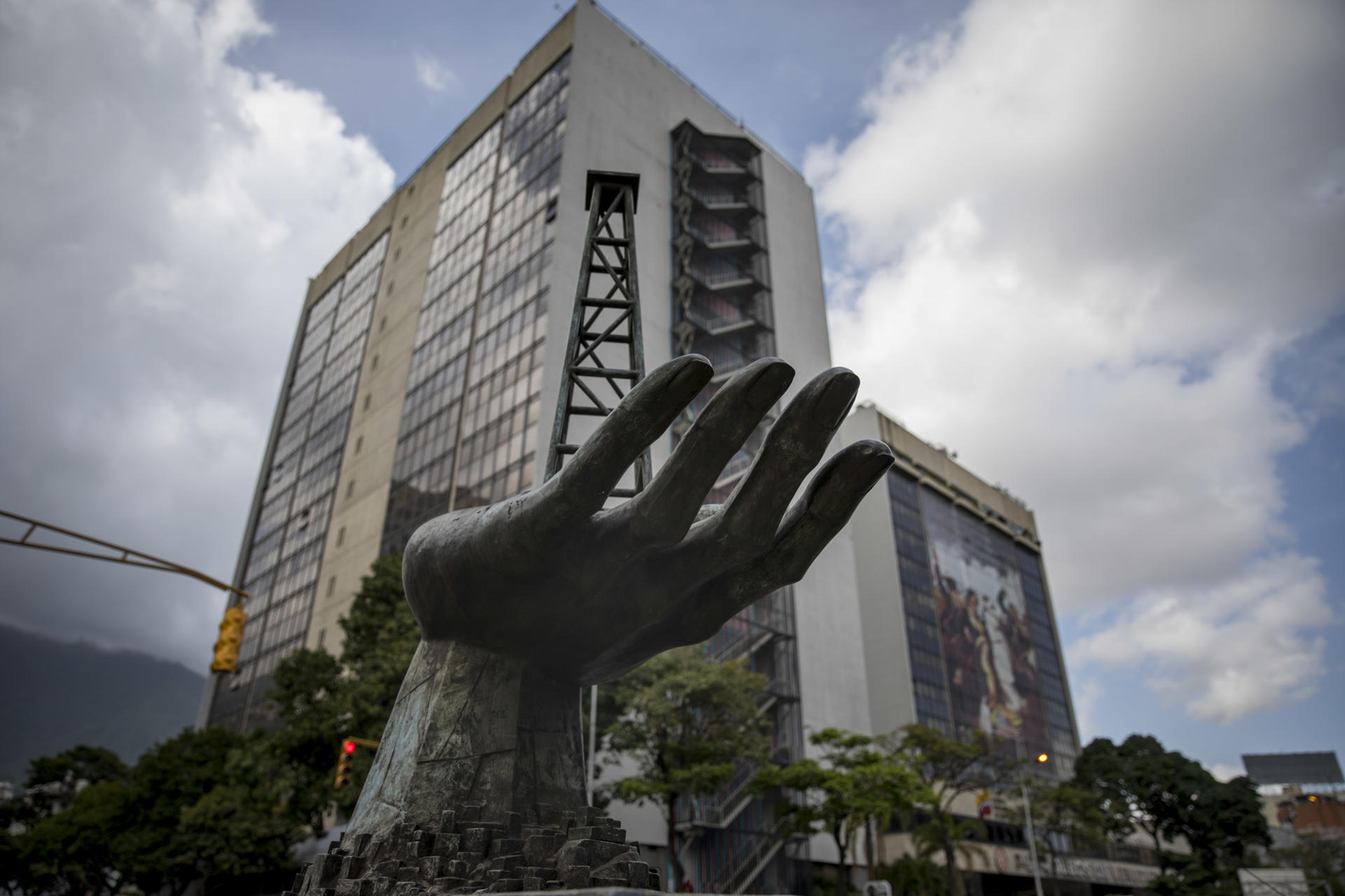 (File) photograph taken on August 25, 2017, of a sculpture in the vicinity of the Petróleos de Venezuela (PDVSA) headquarters building, in Caracas (Venezuela). EFE/MIGUEL GUTIÉRREZ