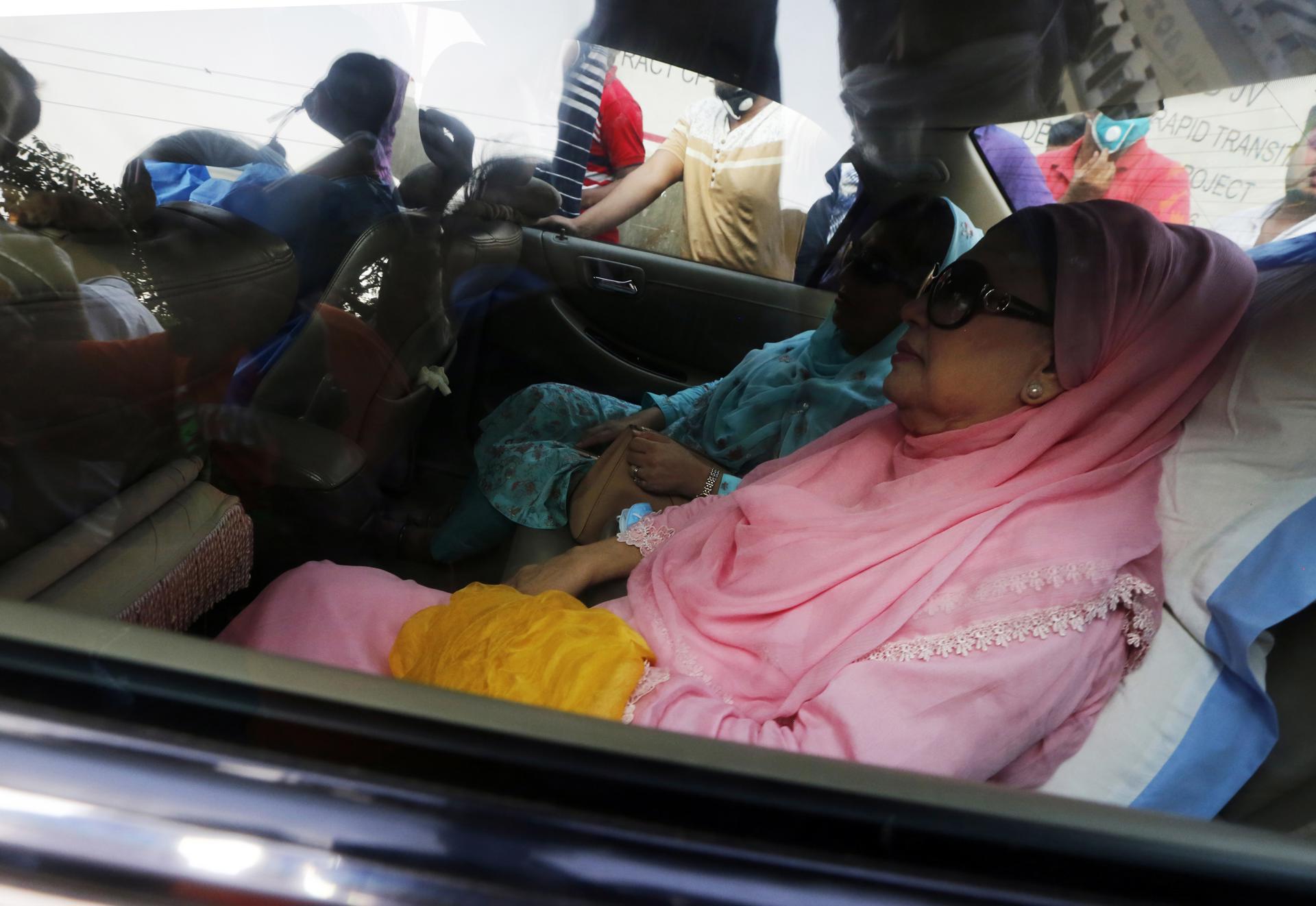 A file picture of Bangladesh Nationalist Party (BNP) chairperson Begum Khaleda Zia sitting inside a car. EFE/EPA/FILE/MONIRUL ALAM