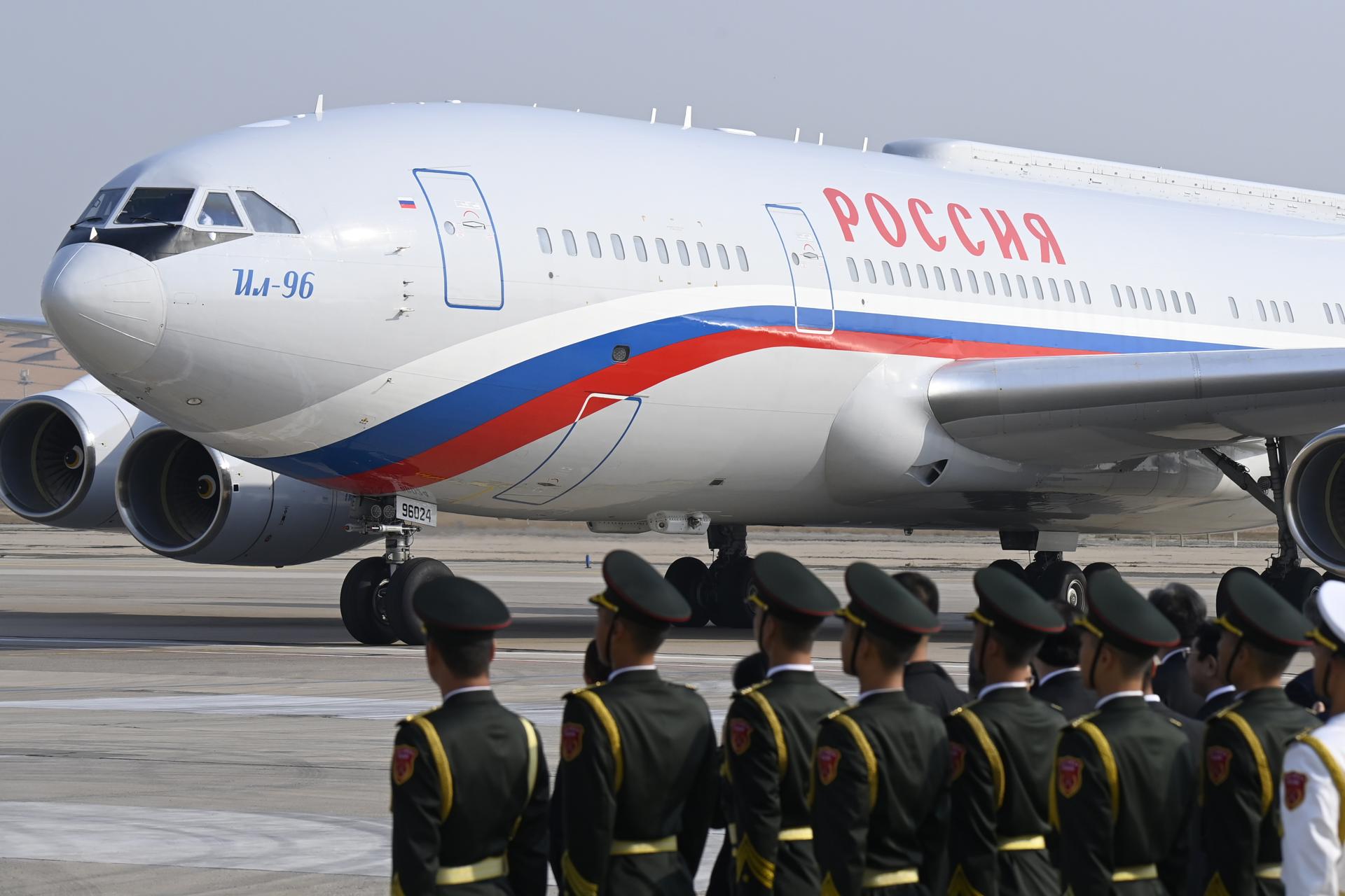 The airplane transporting Russia's President Vladimir Putin arrives at Beijing Capital International Airport to attend the Third Belt and Road Forum in Beijing, China, 17 October 2023. EFE-EPA/Parker Song/POOL
