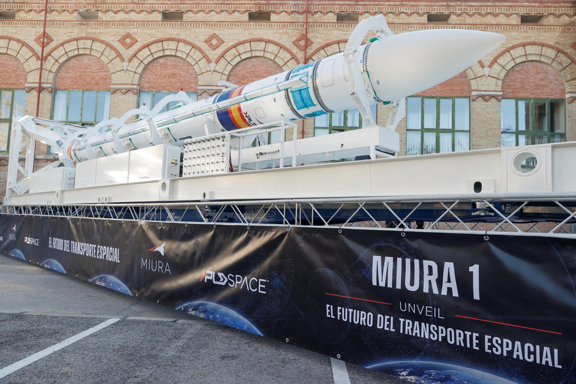 Miura 1, a reusable space rocket developed by the Spanish company PLD Space, in Madrid, Spain on Dec. 11, 2021. EFE FILE/Emilio Naranjo

