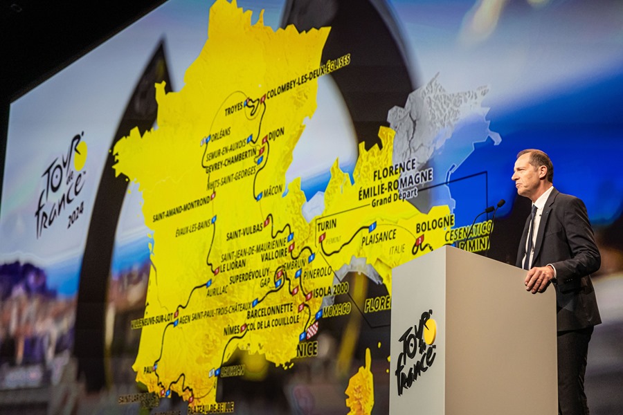 El director general del Tour de France, Christian Prudhomme, durante la presentación de hoy de la edición de 2024.