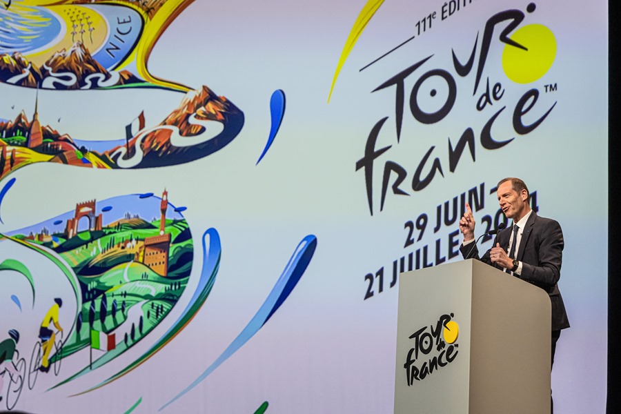 El director general del Tour de France, Christian Prudhomme, durante la presentación hoy de la edición de 2024.