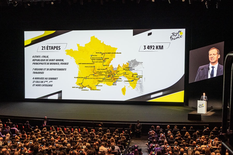 El director general del Tour de France, Christian Prudhomme, hoy durante la presentación de la edición de 2024.