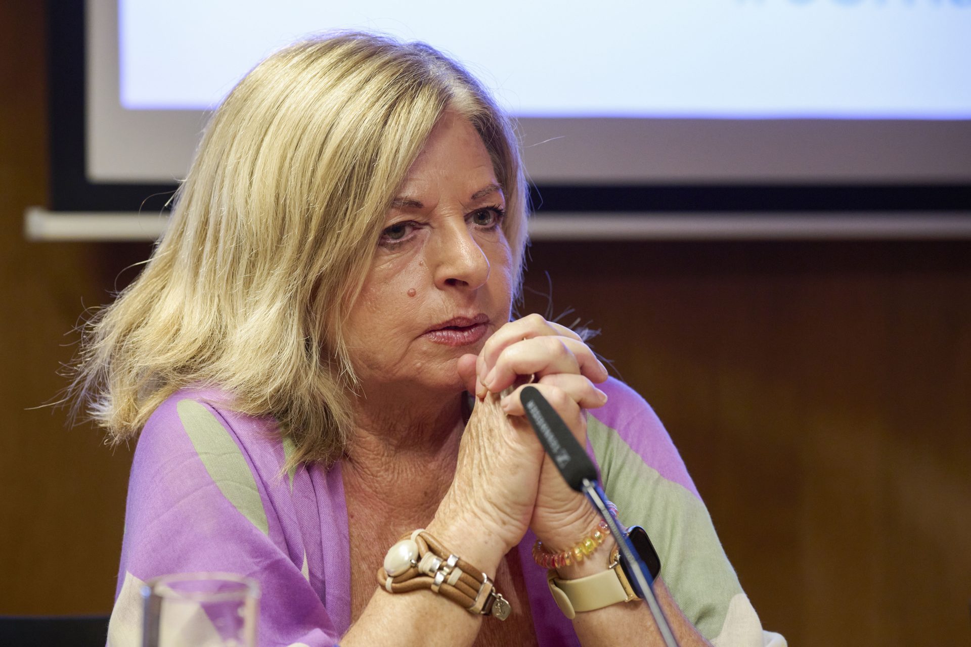 Imagen de la presidenta del Colectivo de Víctimas del Terrorismo, Consuelo Ordóñez, durante la jornada anual de Covite en Pamplona.