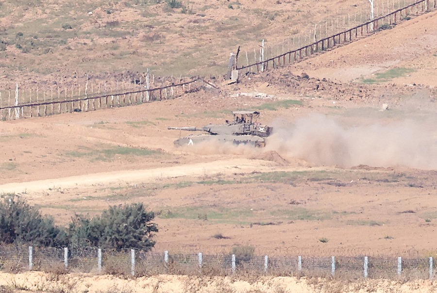 Un tanque de Israel cerca de la Franja de Gaza. 