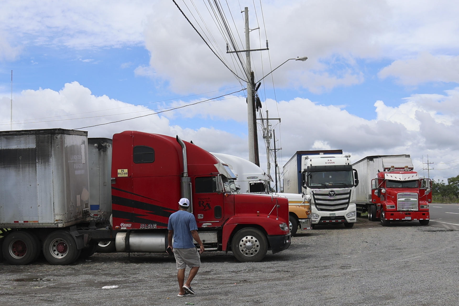 Truckers are stranded due to the protests that have been going on in Panama for more than a month in rejection of a mining contract, in Chiriquí, Panama, 27 November 2023. EFE/ Marcelino Rosario