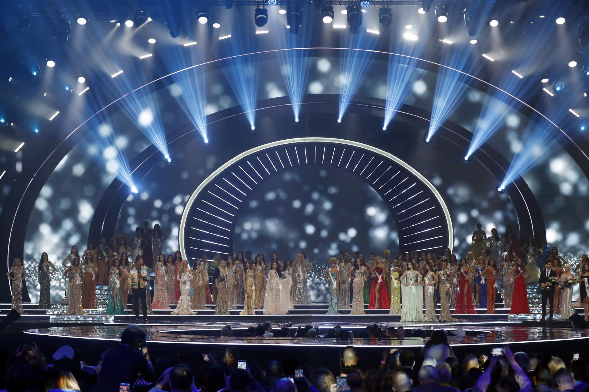A file picture showing contestants on stage during the Miss Universe 2021 contest in Eilat, Israel. EFE/EPA/FILE/ATEF SAFADI