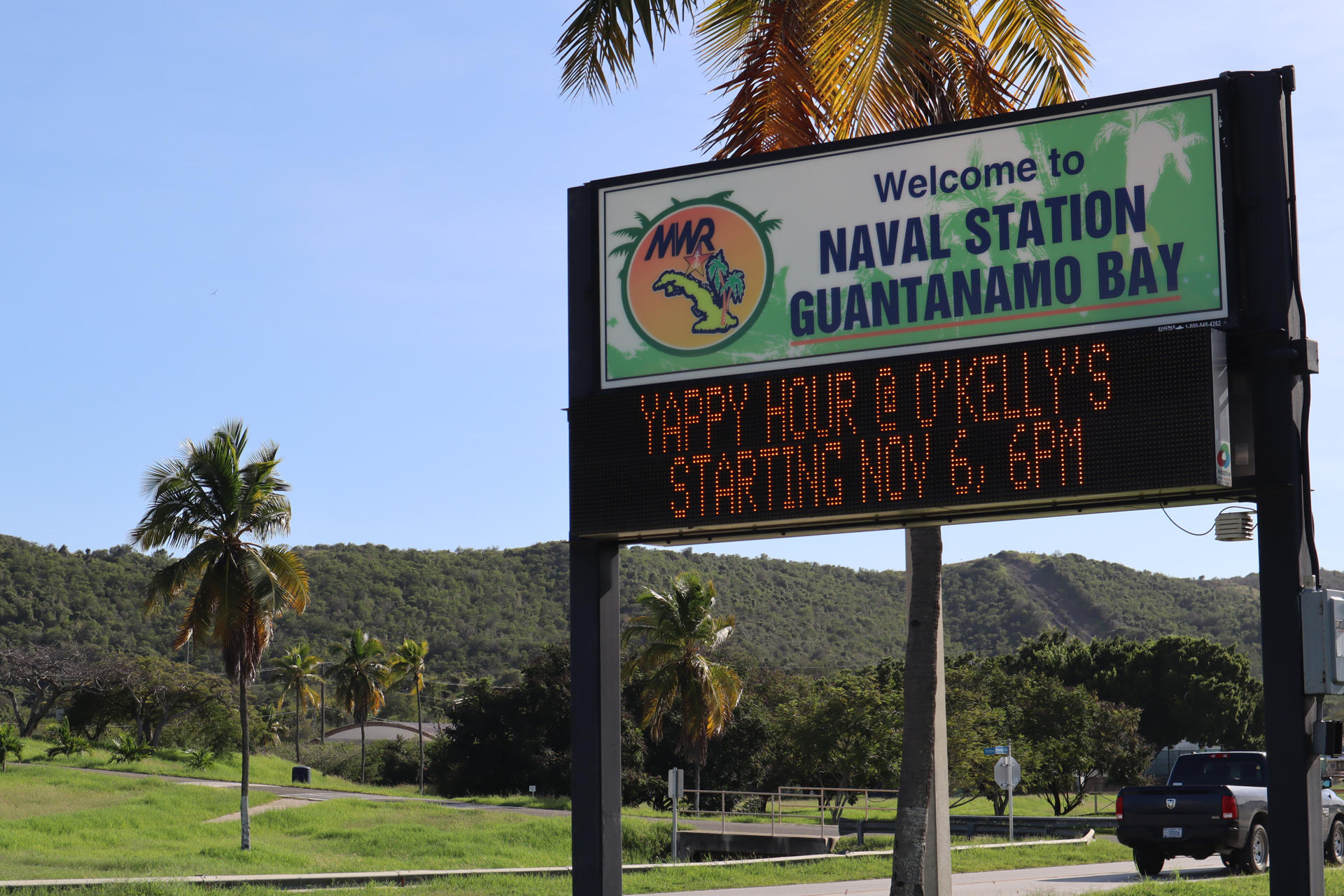 Photograph of a sign that says, "Welcome to Guantánamo Naval Station", on November 5, 2023, in Guantánamo (USA). EFE/ Marta Garde