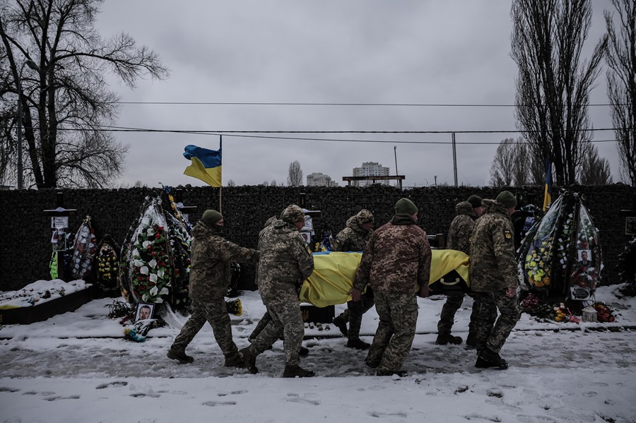 Funeral de un militar ucraniano en Kiev.