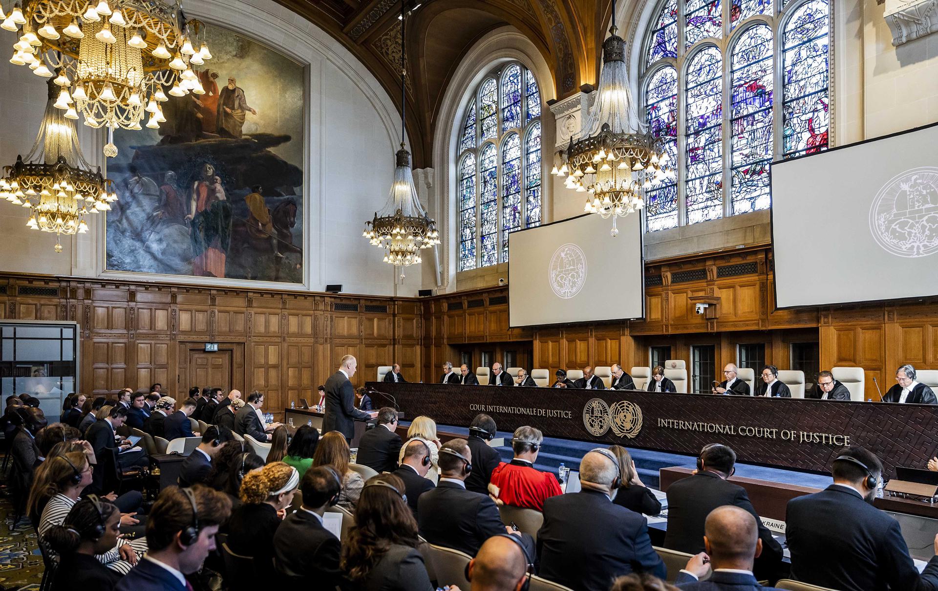 General view of the International Court of Justice in The Hague, the Netherlands, 08 June 2023. EFE/EPA/REMKO DE WAAL