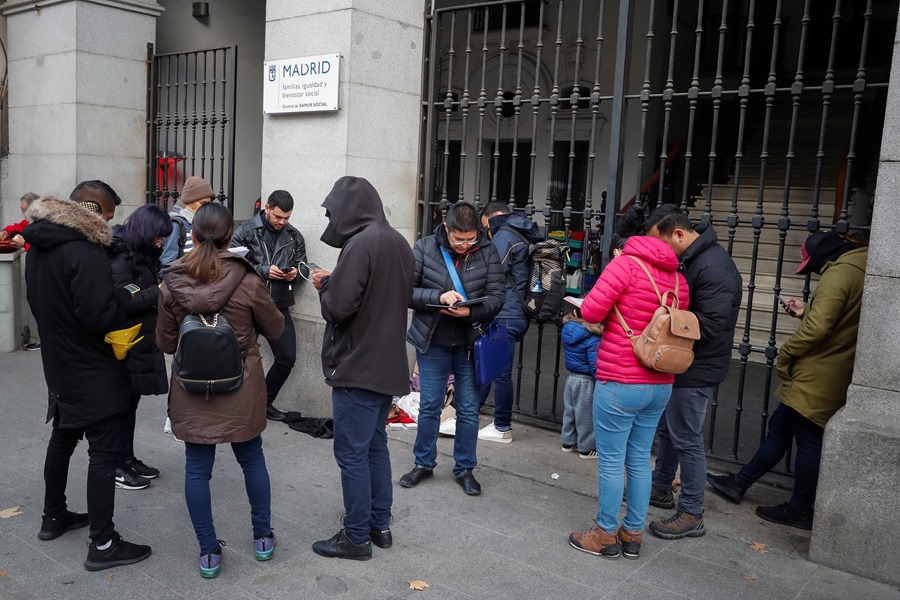 Demandantes de asilo en Madrid.