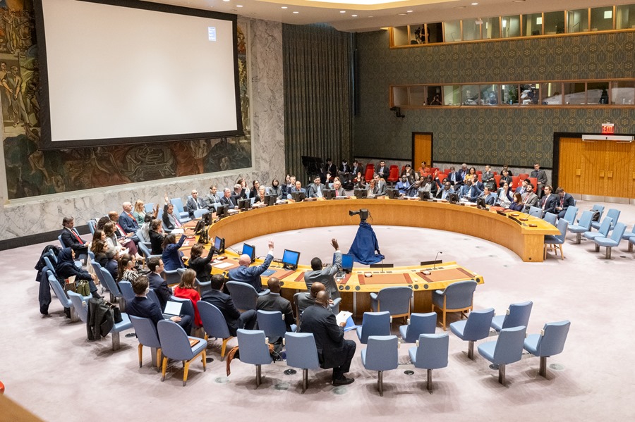 Foto fornita dalle Nazioni Unite della sessione plenaria del Consiglio di Sicurezza delle Nazioni Unite