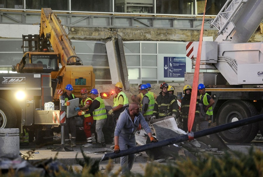 Railway station cantilever collapses in Serbia